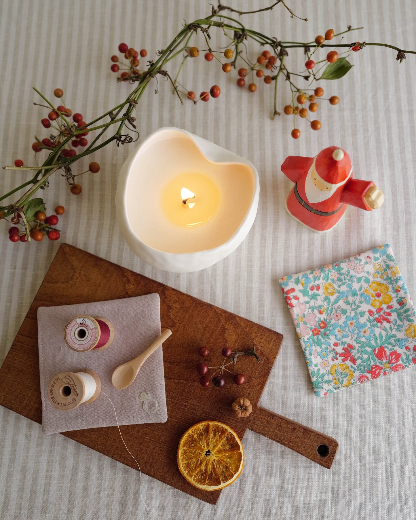 Coaster Set of Four: Holiday Embroidery
