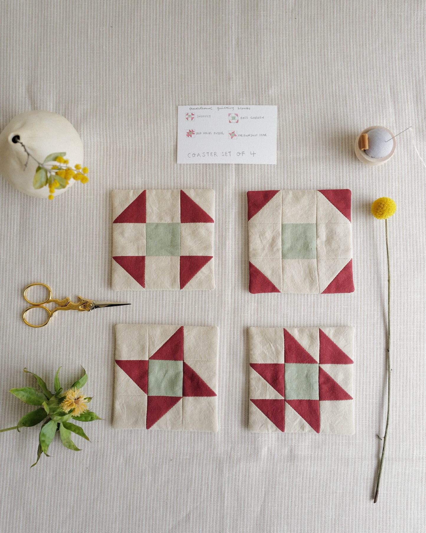 Coaster Set of Four: Traditional Quilt Blocks 03