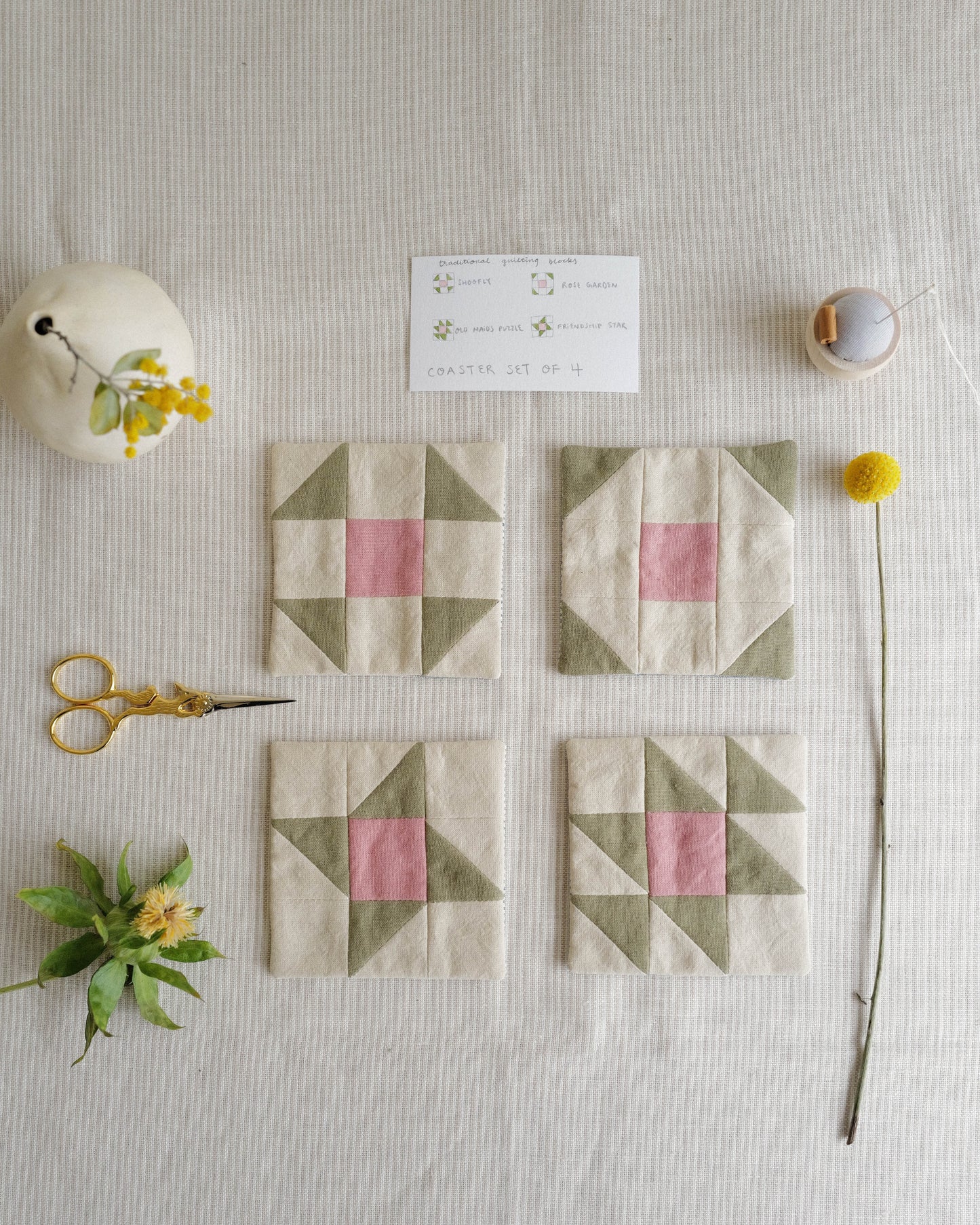 Coaster Set of Four: Traditional Quilt Blocks 02