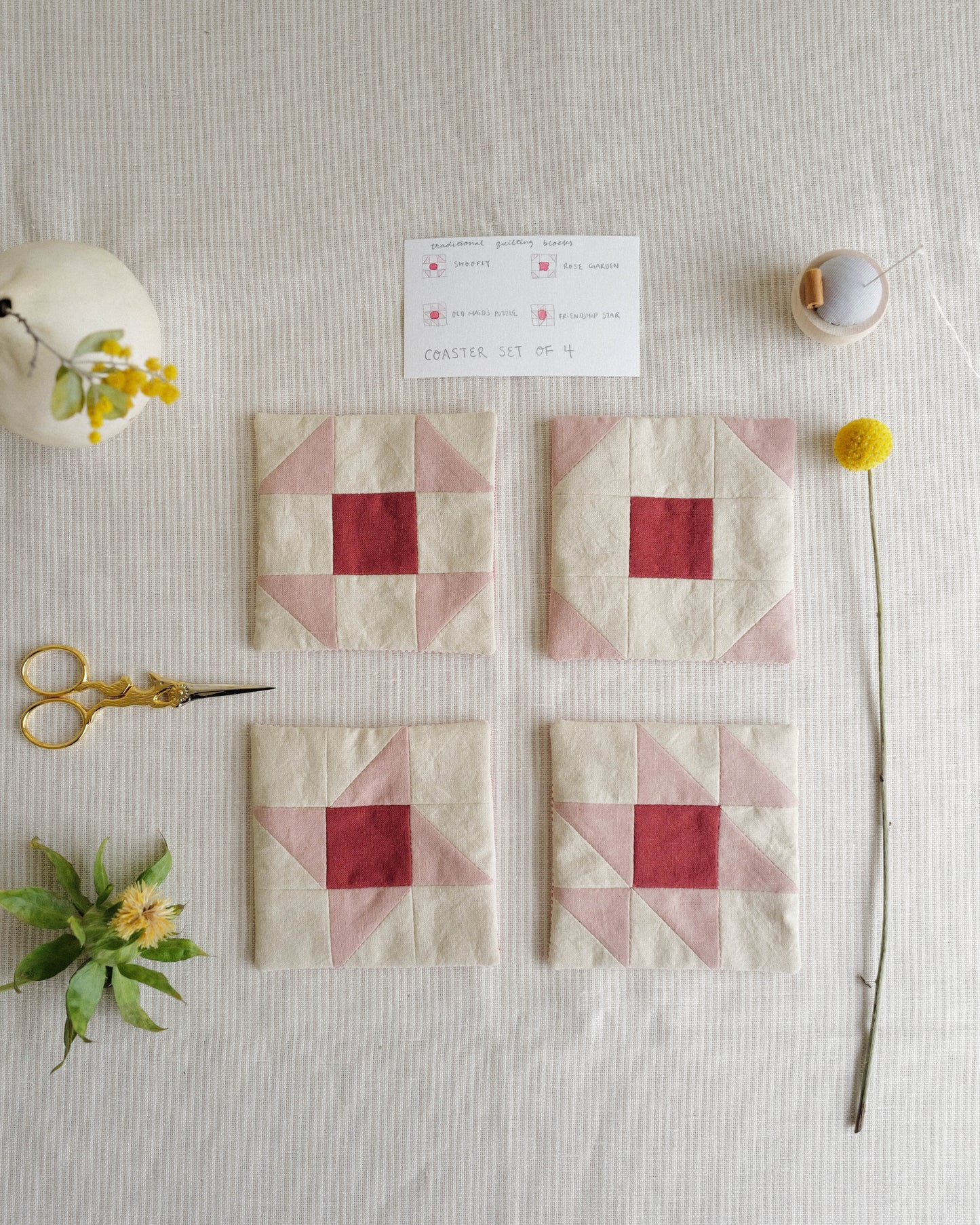 Coaster Set of Four: Traditional Quilt Blocks 04