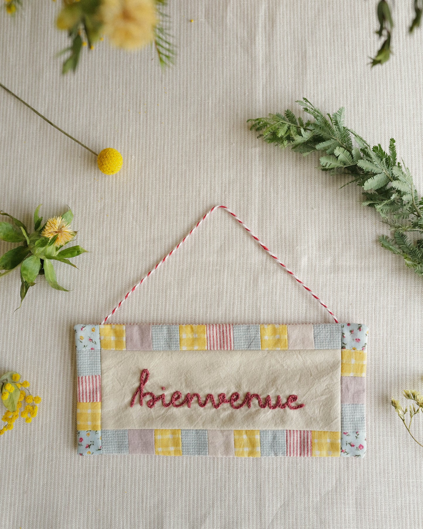 Fabric Sign: bienvenue