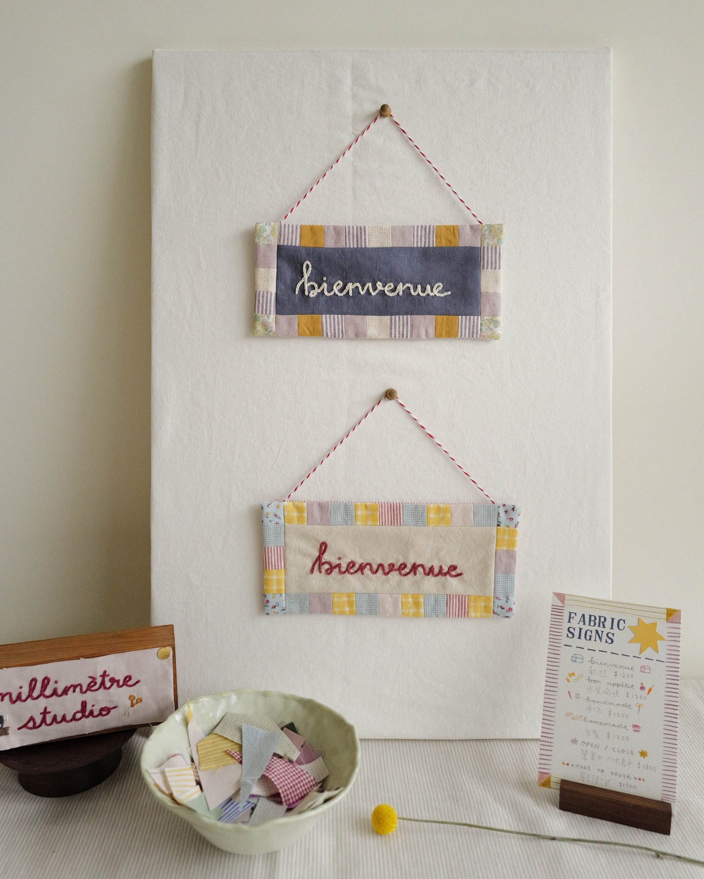 Fabric Sign: bienvenue