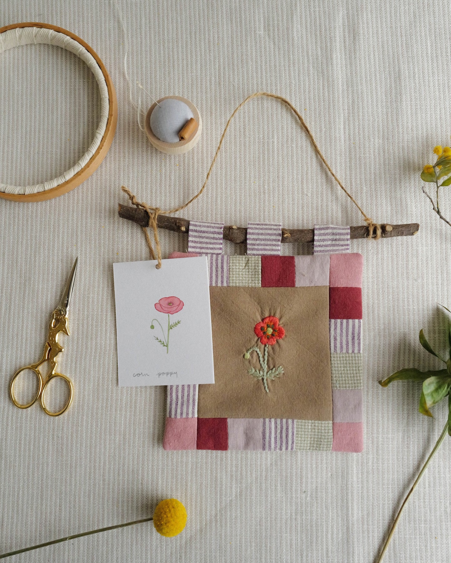 Flora and Fauna Mini Wall Hanging: Corn Poppy