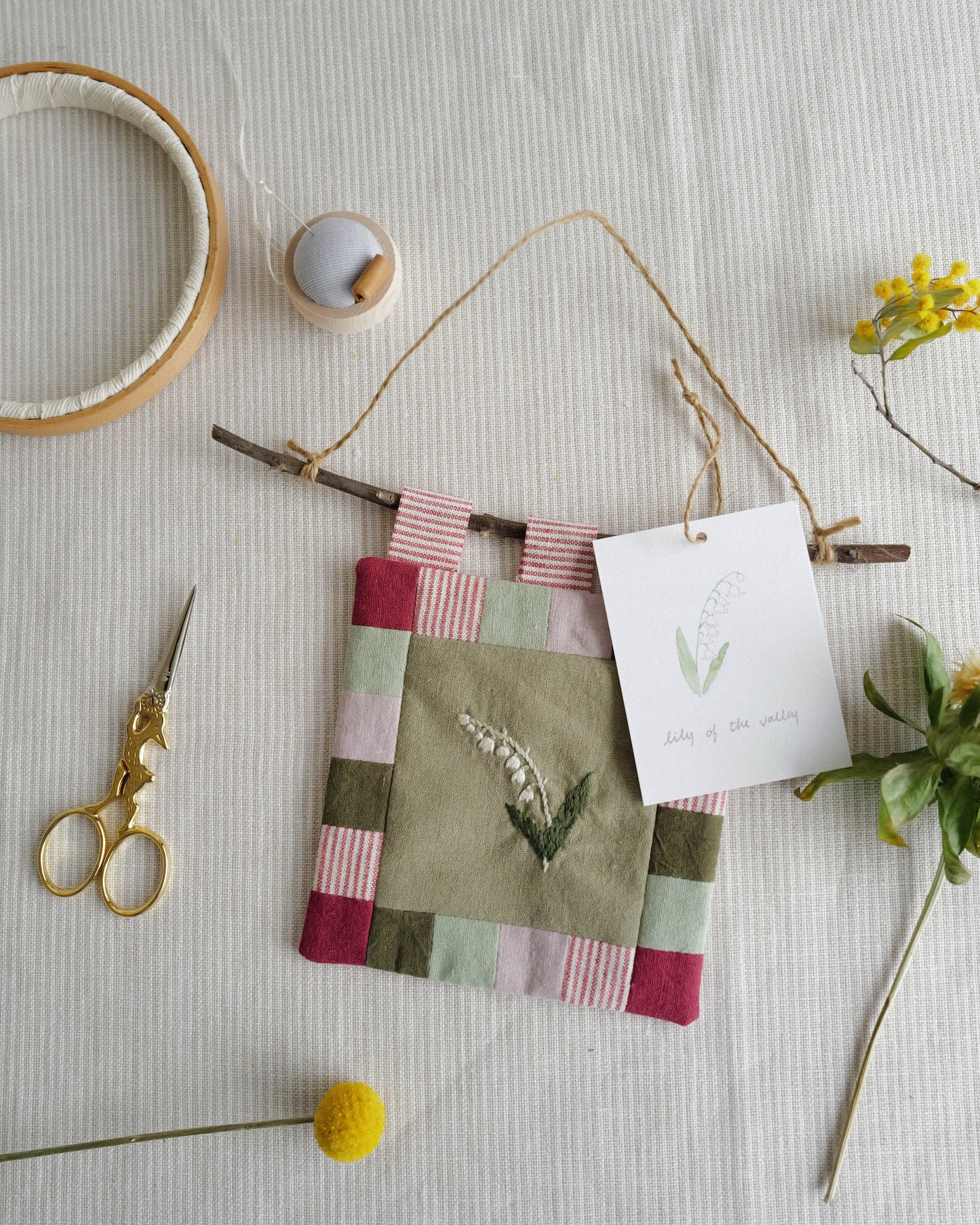 Flora and Fauna Mini Wall Hanging: Lily of the Valley