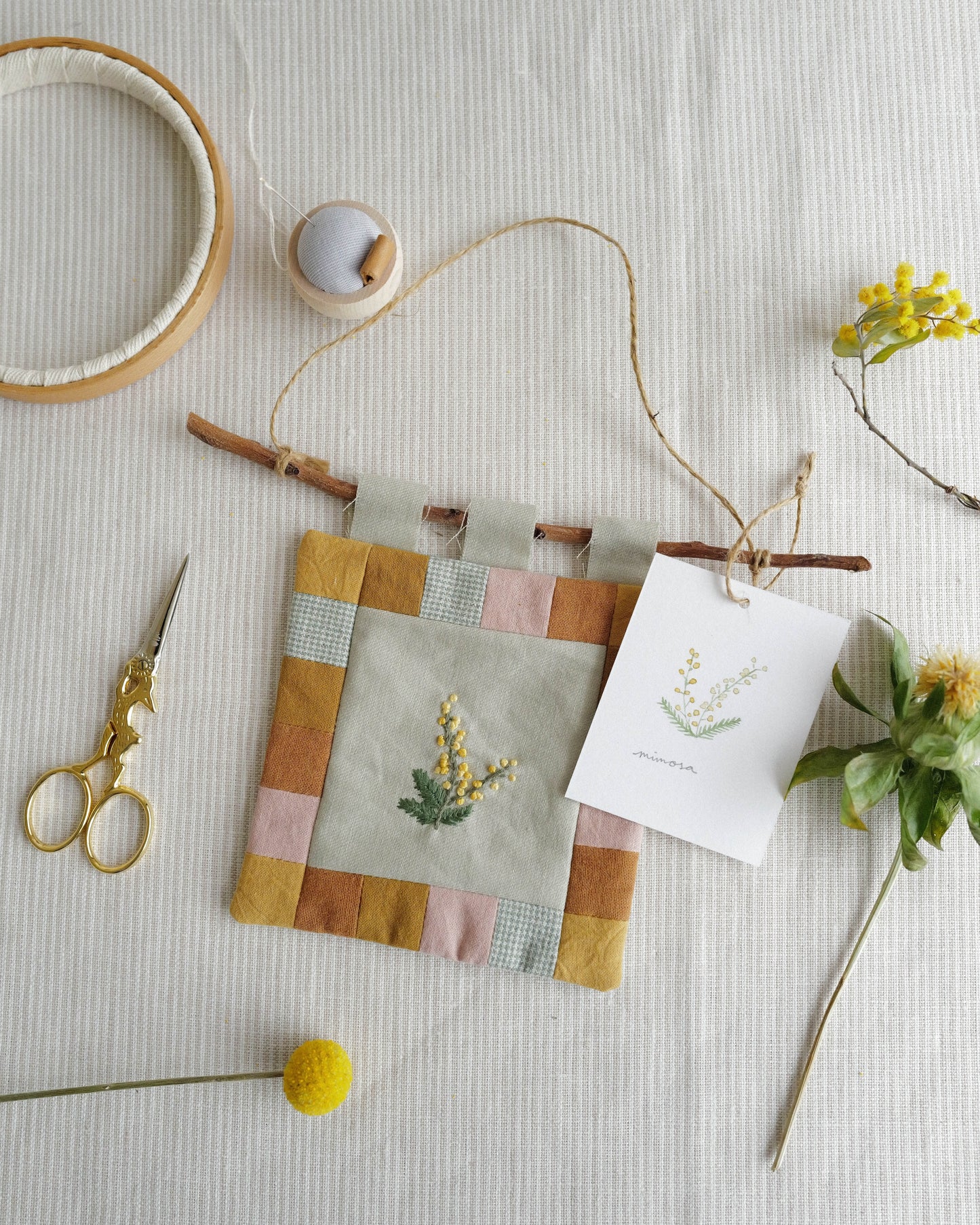 Flora and Fauna Mini Wall Hanging: Mimosa