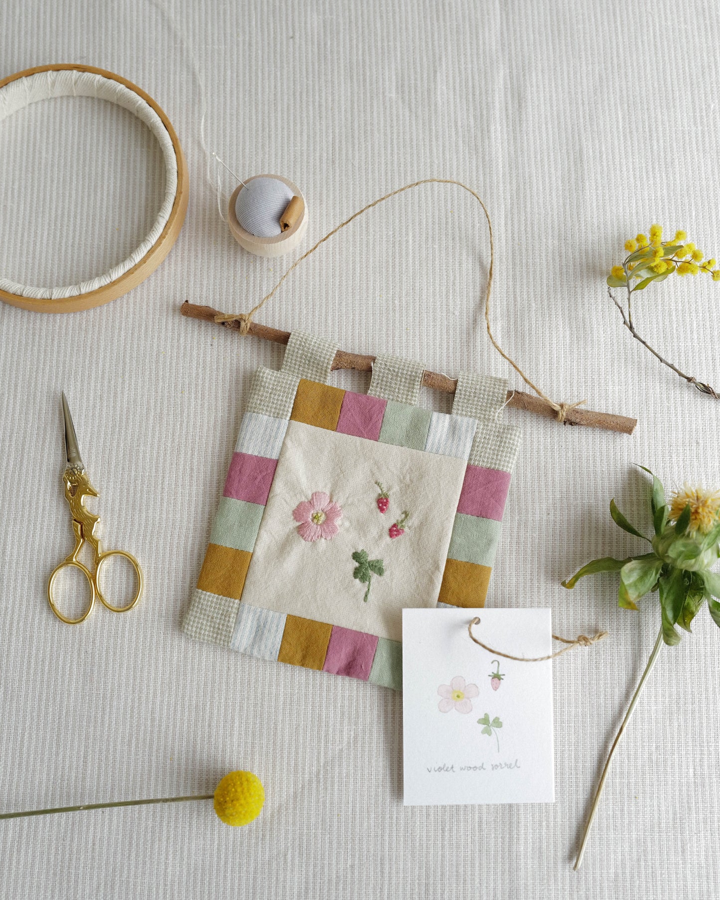 Flora and Fauna Mini Wall Hanging: Violet Wood Sorrel