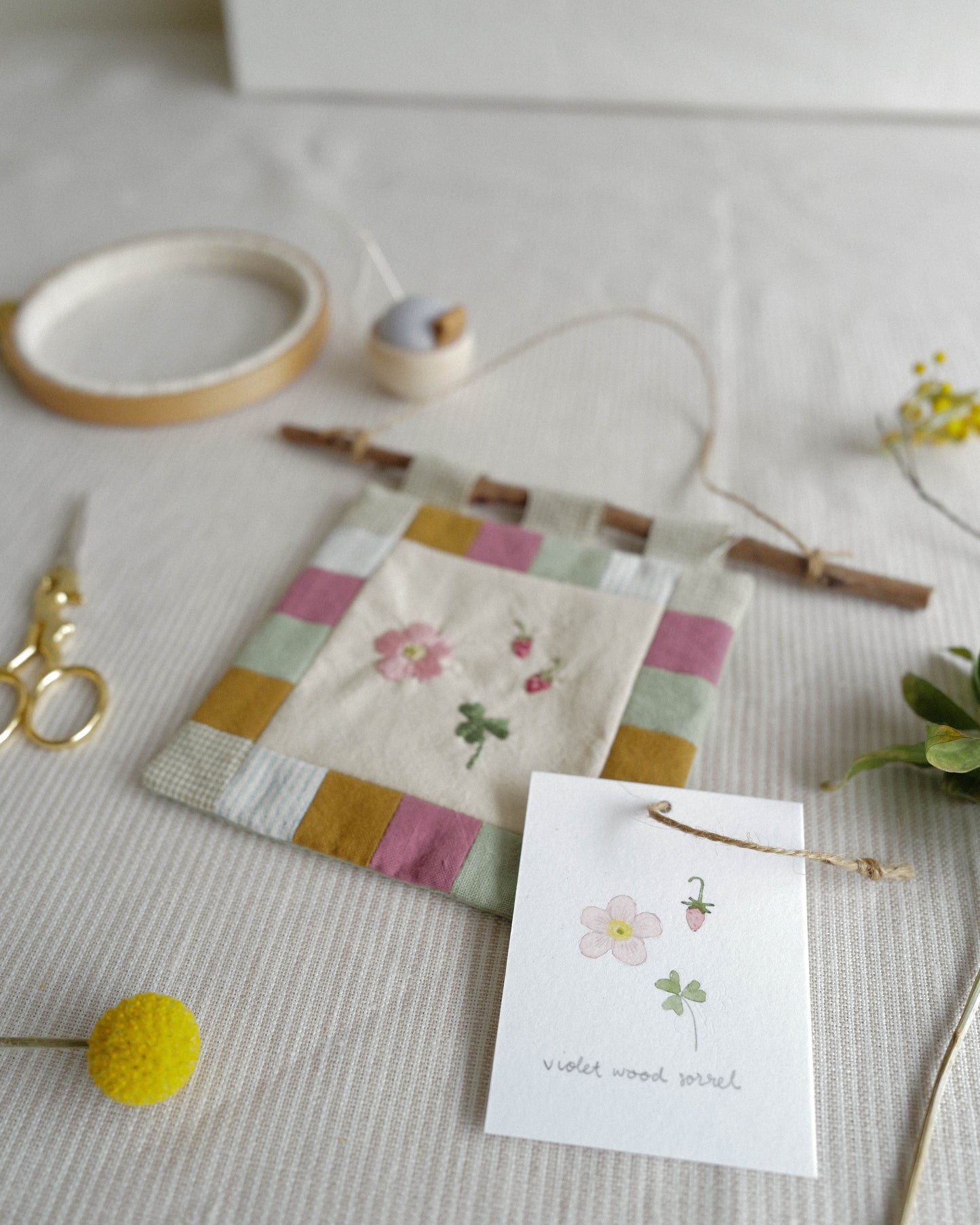 Flora and Fauna Mini Wall Hanging: Violet Wood Sorrel