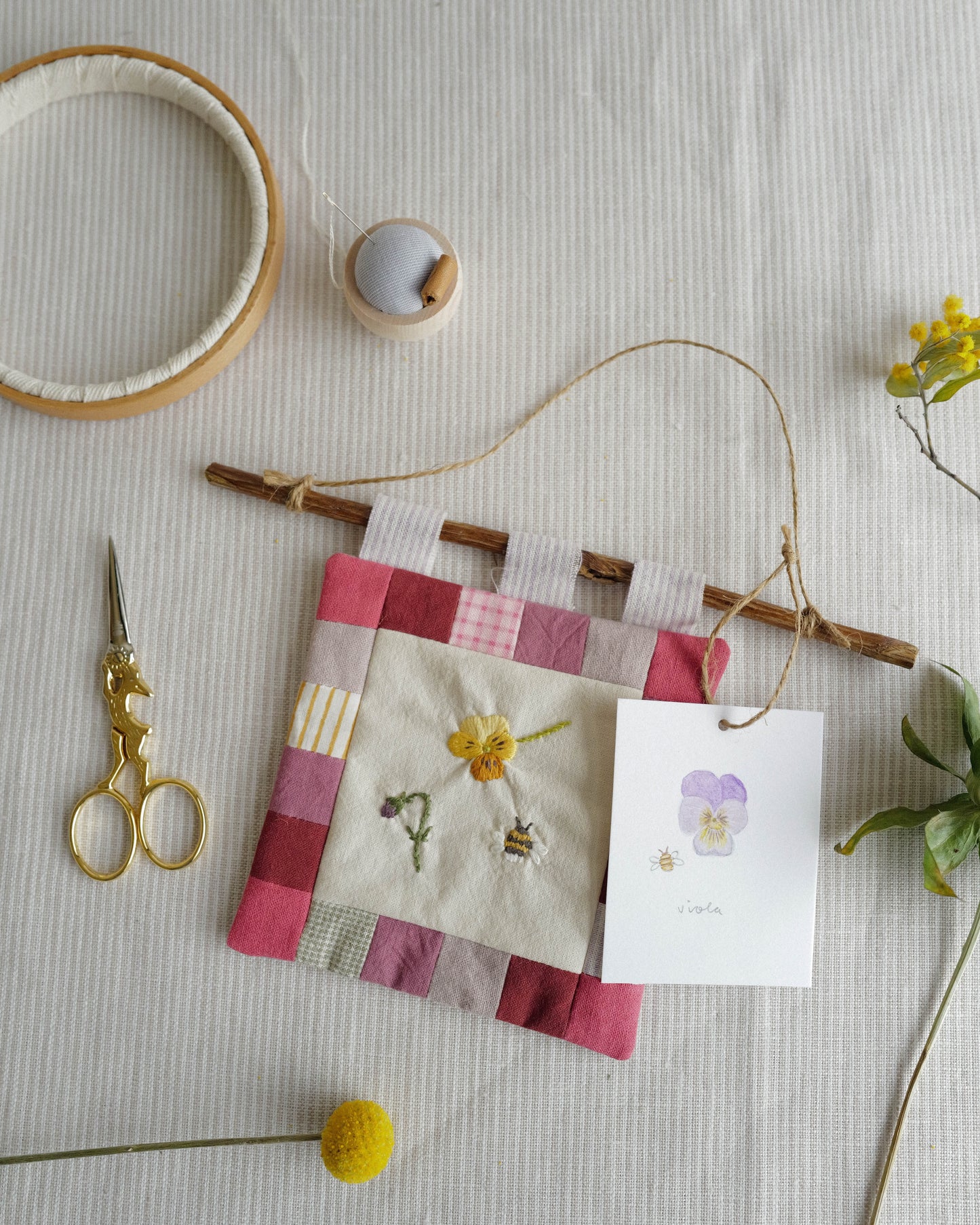 Flora and Fauna Mini Wall Hanging: Viola